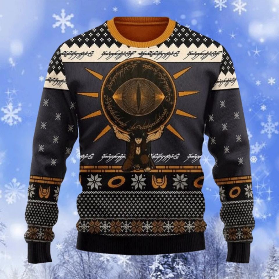 Eye of Sauron Black Ugly Sweater, Lord Of The Ring Sweater, Xmas Sweater