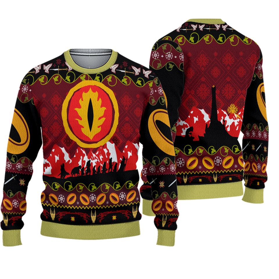 Eye of Sauron Ugly Christmas Sweater, Lord of the Rings Xmas Sweater