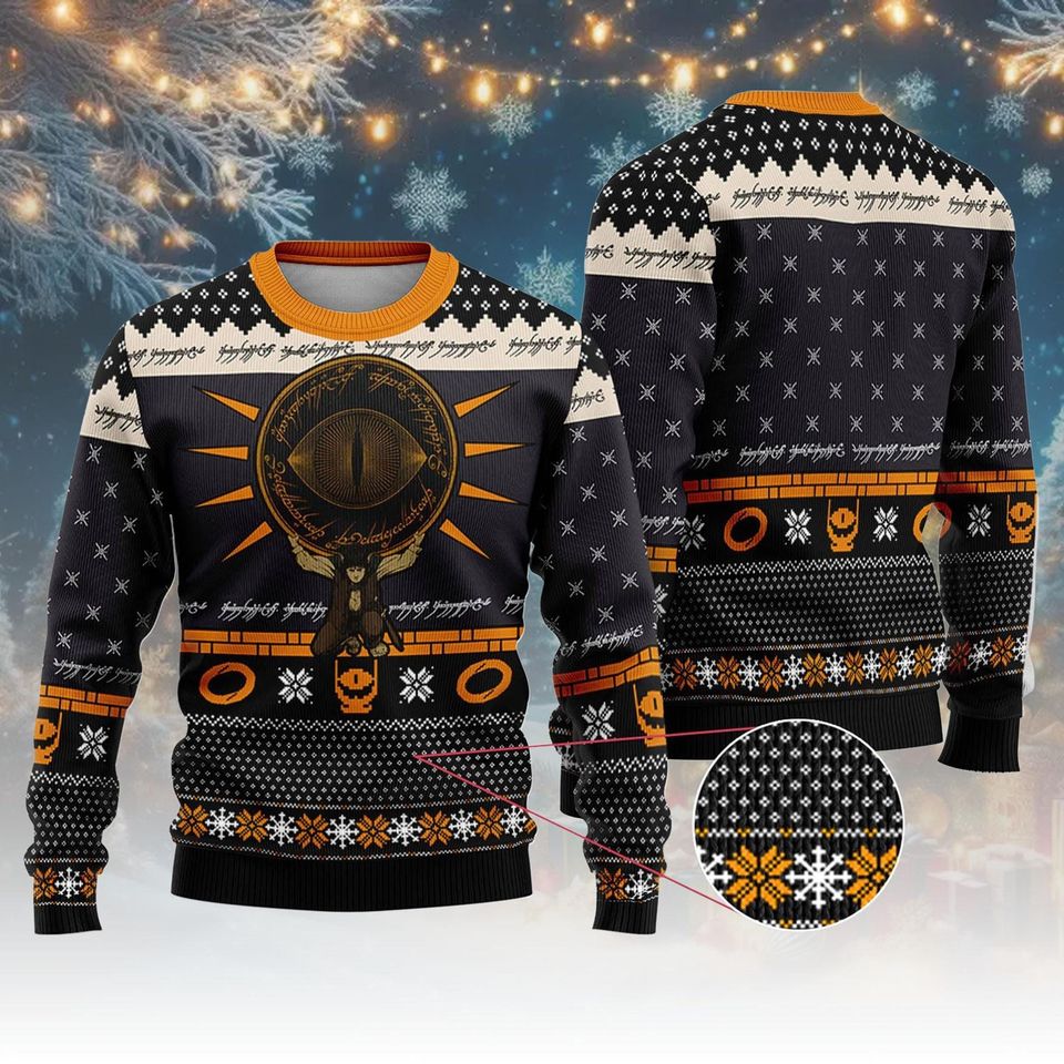 Eye of Sauron Ugly Christmas Sweater, Lord of the Rings Xmas Sweater