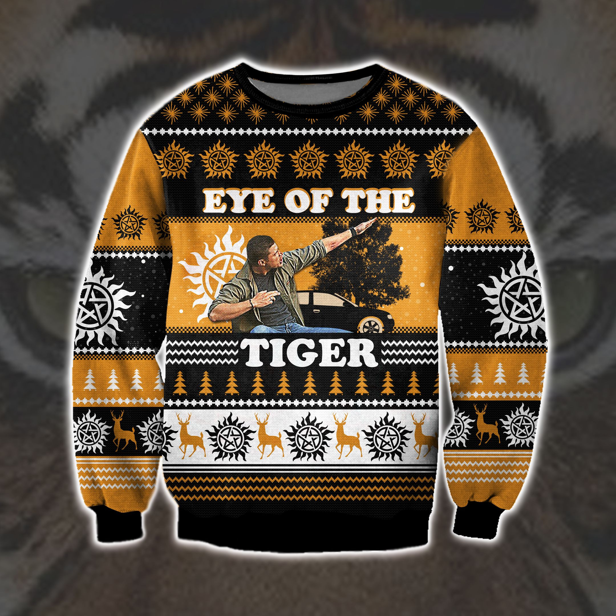 Eye Of The Tiger Knitting Pattern 3D Print Ugly Christmas Sweater Adult 3D Funny Matching for family