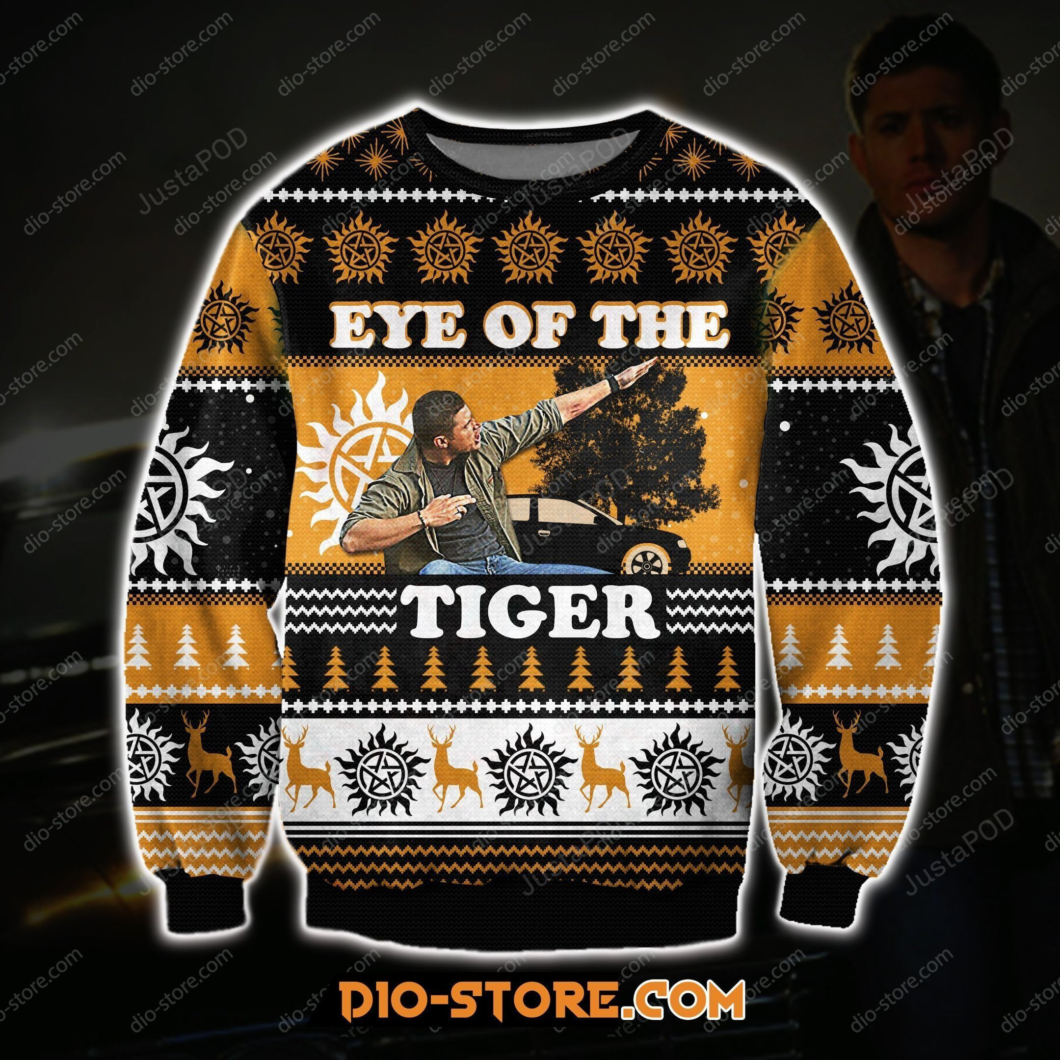 Eye Of The Tiger Knitting Pattern Ugly Christmas Sweater Adult 3D Funny Matching for family