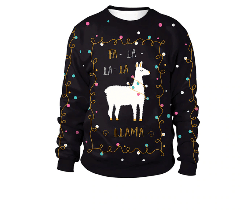 Fa La La La Llama Ugly Christmas Sweater Adult 3D Funny Matching for family