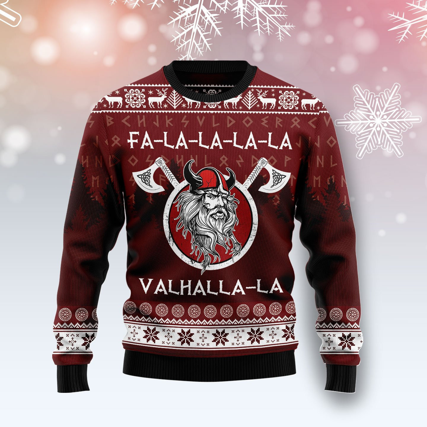 Fa-La-La-La Valhalla-La Viking Ugly Christmas Sweater Adult 3D Funny Matching for family
