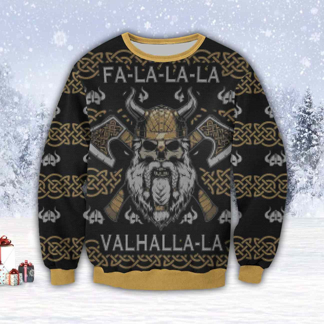 Fa-La-La-La Viking For Unisex Ugly Christmas Sweater Adult 3D Funny Matching for family