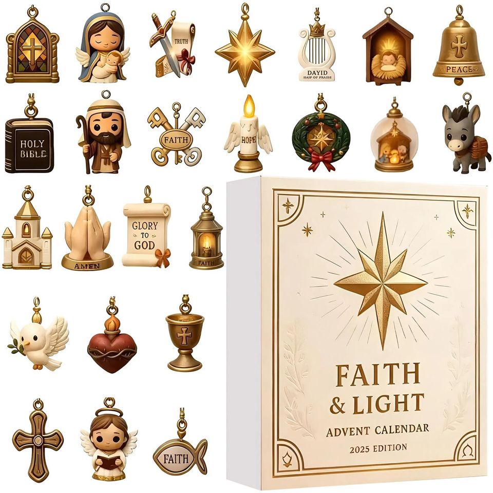 Faith & Light Native Scene Advent Calendar 2025, 24 Day Native Scene Figurines: Vintage Christmas Ornament Countdown