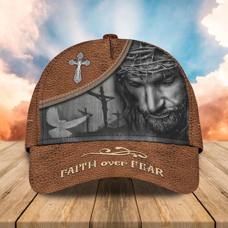 Faith Over Fear Brown Classic Cap Baseball Cap Trucker Hats Custom Hats Gifts For Men & Women