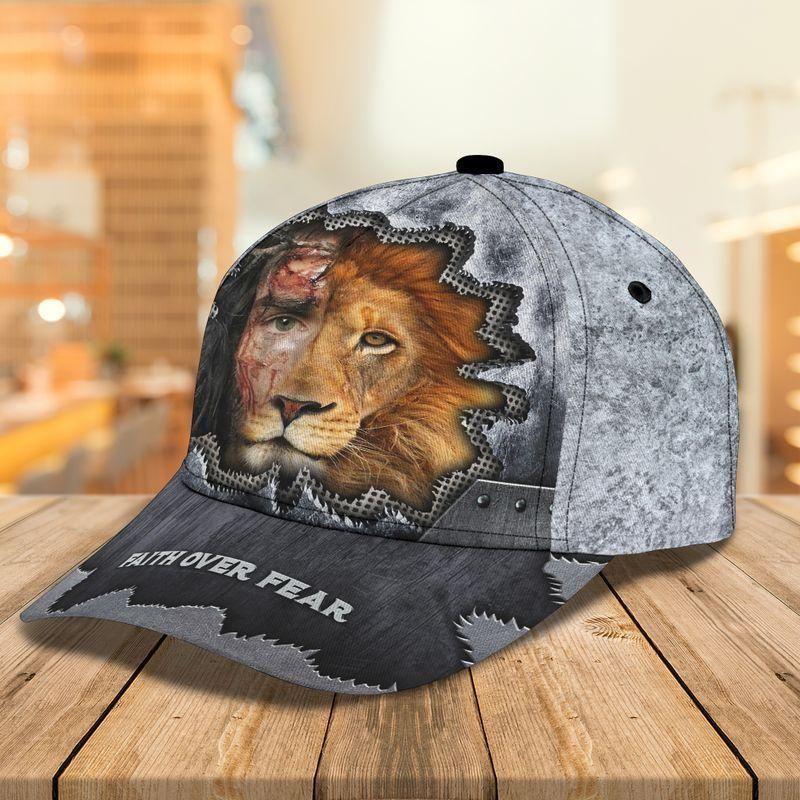 Faith Over Fear Lion Grey Classic Cap Baseball Cap Trucker Hats Custom Hats Gifts For Men & Women