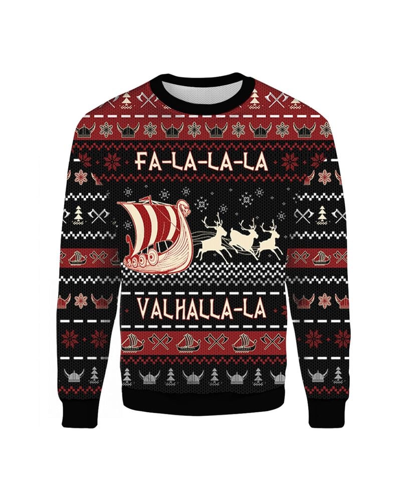Falalala Valhalla Viking Ugly Christmas Sweater All Over Print,Xmas Sweater, Xmas 2022 Gift,Christmas Gift,Christmas Gift Sweater