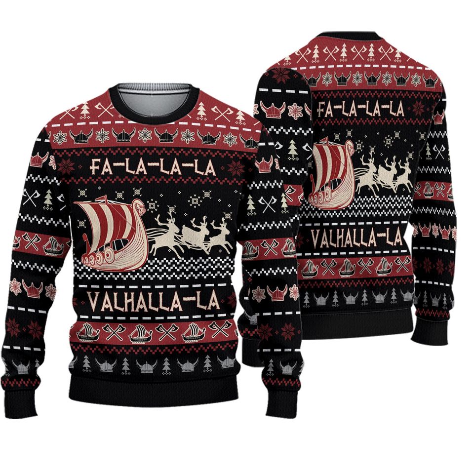 Falalalala Valhalla Viking Christmas Ugly Sweater
