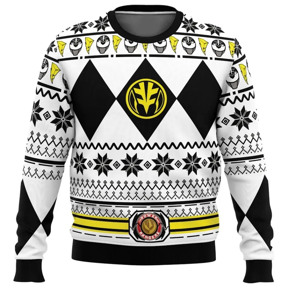Fall and winter new Mighty Morphin multicolor Ranger Power Ranger Christmas sweater ugly sweatshirt with Christmas party hood - Image 7