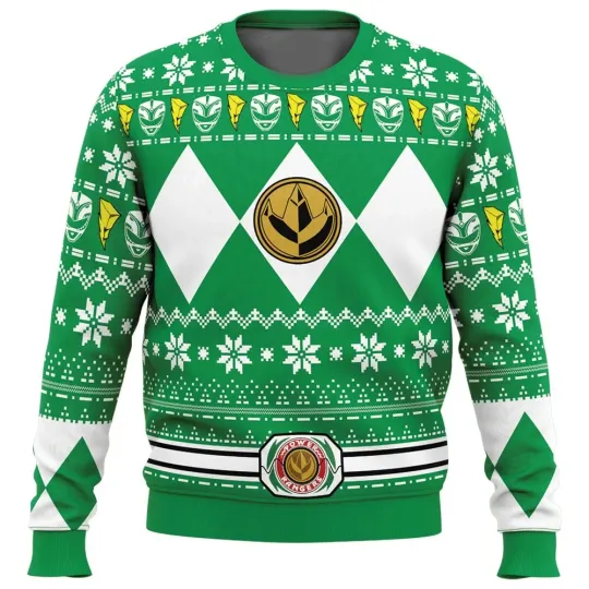Fall and winter new Mighty Morphin multicolor Ranger Power Ranger Christmas sweater ugly sweatshirt with Christmas party hood - Image 13