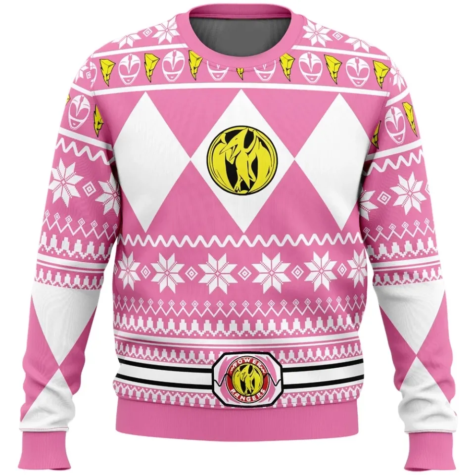 Fall and winter new Mighty Morphin multicolor Ranger Power Ranger Christmas sweater ugly sweatshirt with Christmas party hood - Image 2
