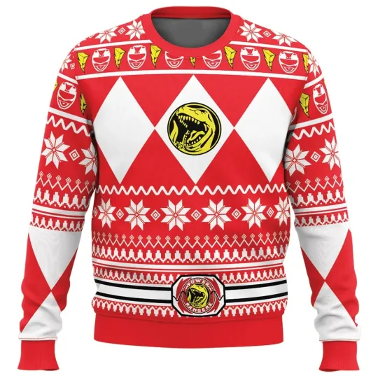 Fall and winter new Mighty Morphin multicolor Ranger Power Ranger Christmas sweater ugly sweatshirt with Christmas party hood - Image 11
