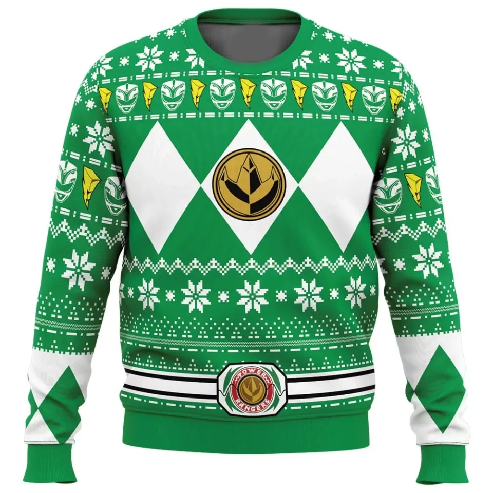 Fall and winter new Mighty Morphin multicolor Ranger Power Ranger Christmas sweater ugly sweatshirt with Christmas party hood - Image 6
