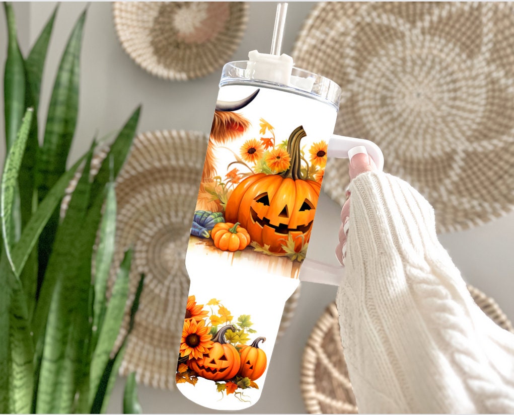 Fall Halloween Highland Cow Custom Stanley Cup 40 oz 30 oz Tumbler With HandleTVC2301940 - Image 3