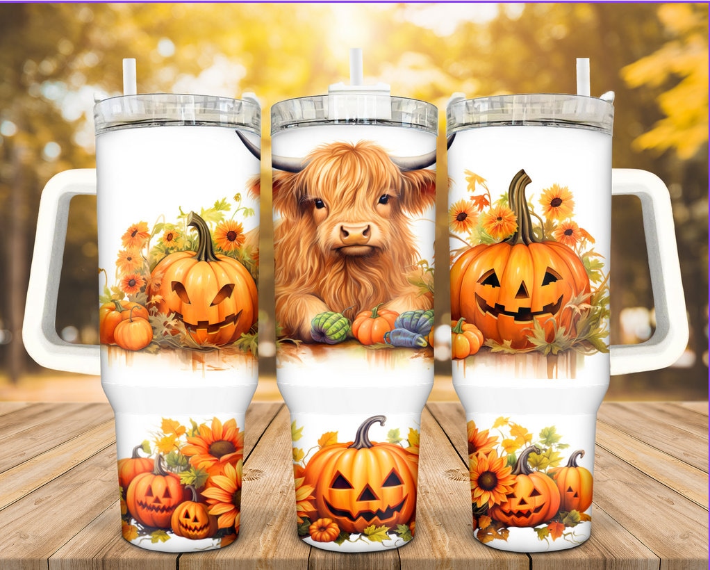 Fall Halloween Highland Cow Custom Stanley Cup 40 oz 30 oz Tumbler With HandleTVC2301940