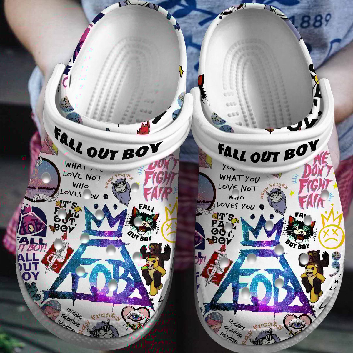Fall Out Boy Band Music Crocs Crocband Clogs Shoes Comfortable For Men Women and Kids