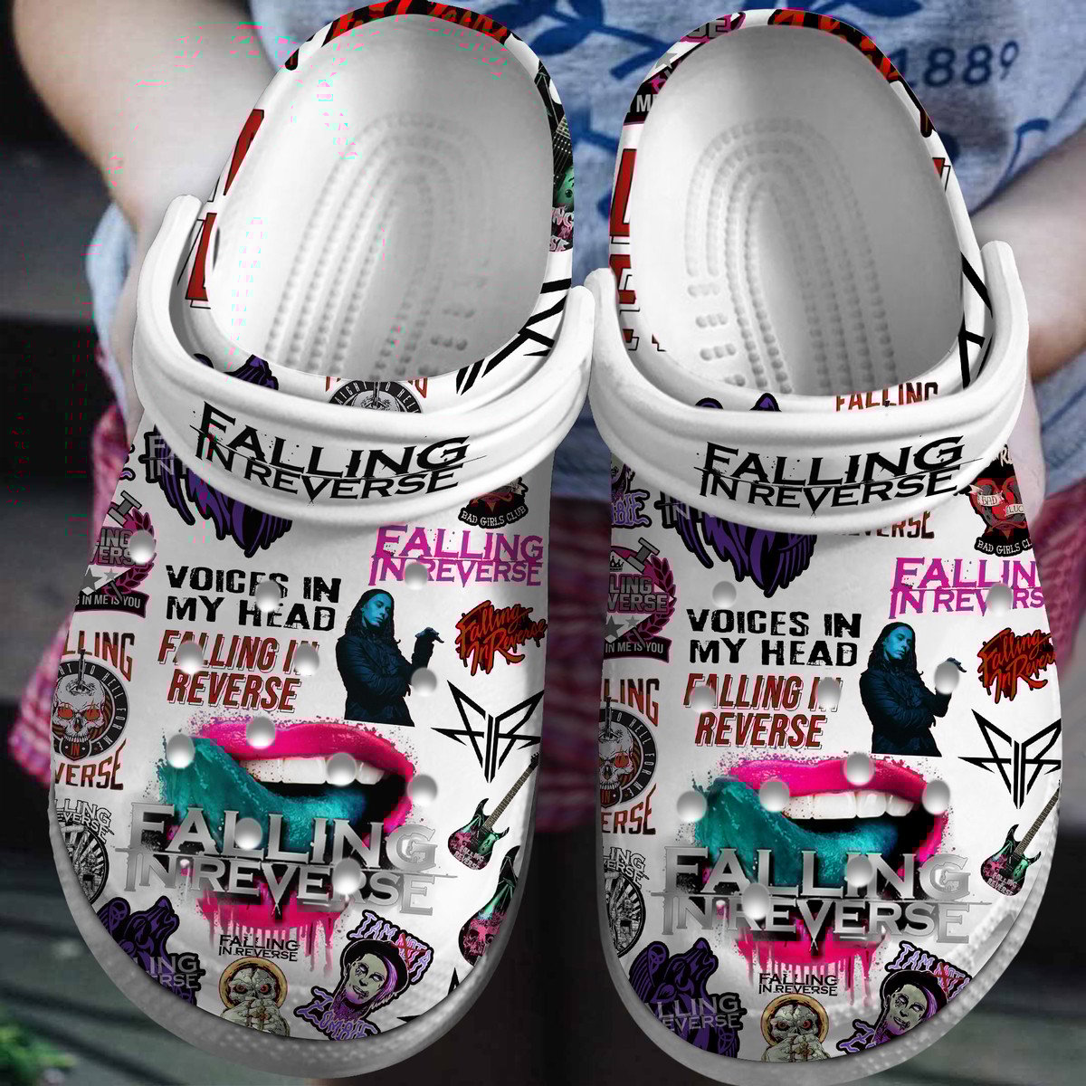 Falling In Reverse Band Music Premium Crocs Crocband Clogs Shoes Comfortable For Men Women and Kids