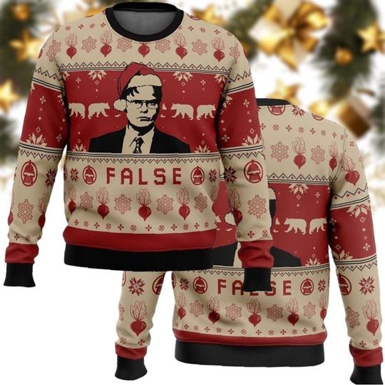False Dwight The Office Christmas Ugly Sweater, Dw Schrute False Shirt, Michael Scott Sweatshirt - Image 6