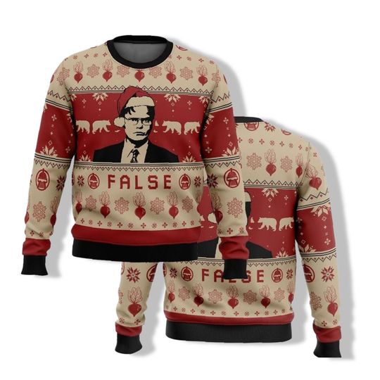 False Shirt, Dwight The Office Christmas Ugly Sweater, The Office Sweater - Image 9