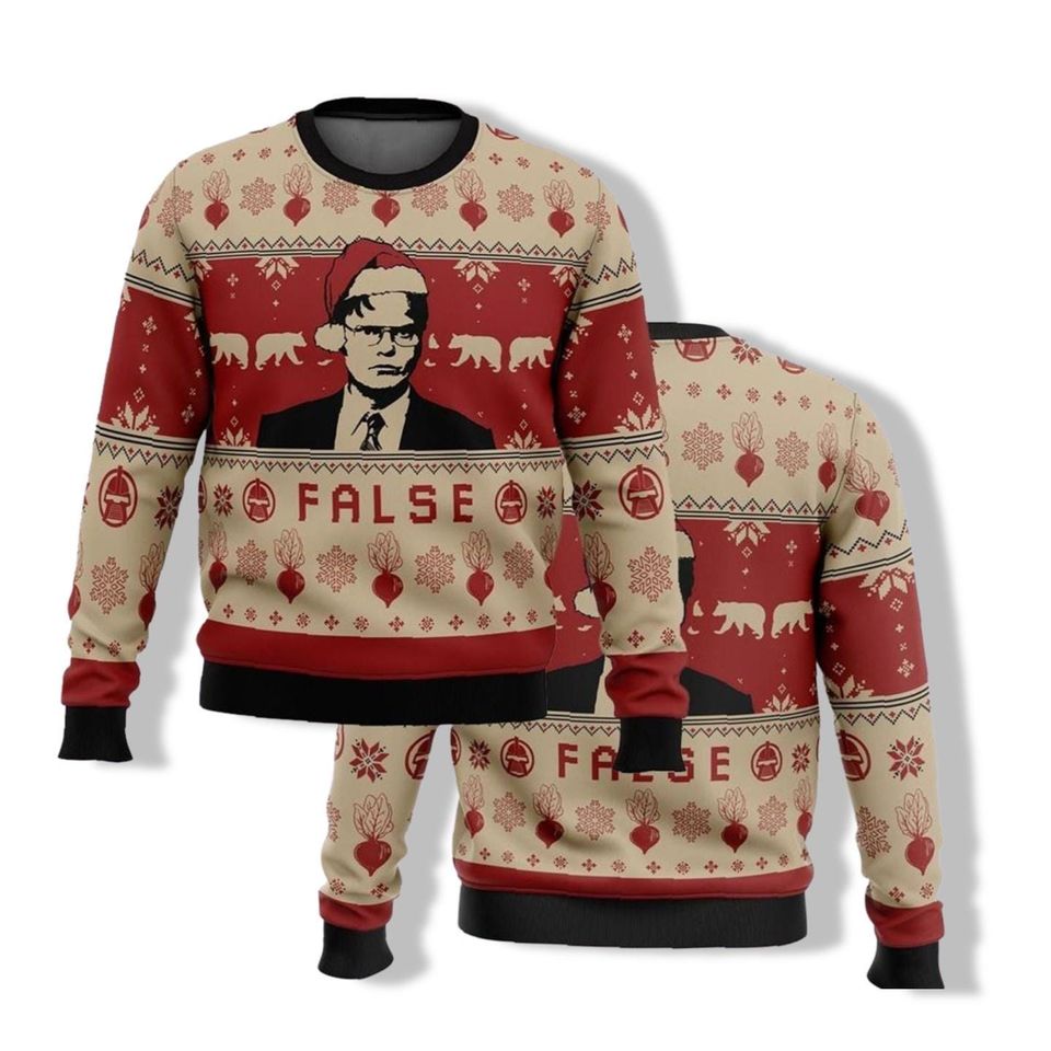 False Shirt, Dwight The Office Christmas Ugly Sweater, The Office Sweater - Image 3