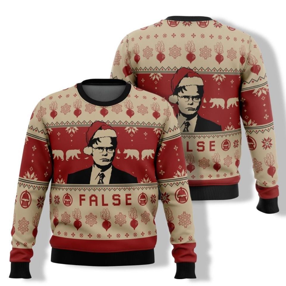 False The Office Ugly Christmas Sweater, Dw Schrute Shirt, Movie Xmas Shirt