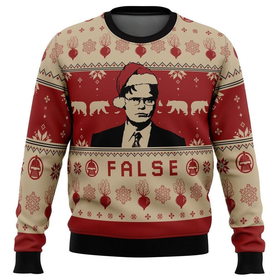 False The Office Ugly Christmas Sweater, Dw Schrute Shirt, Movie Xmas Shirt - Image 3
