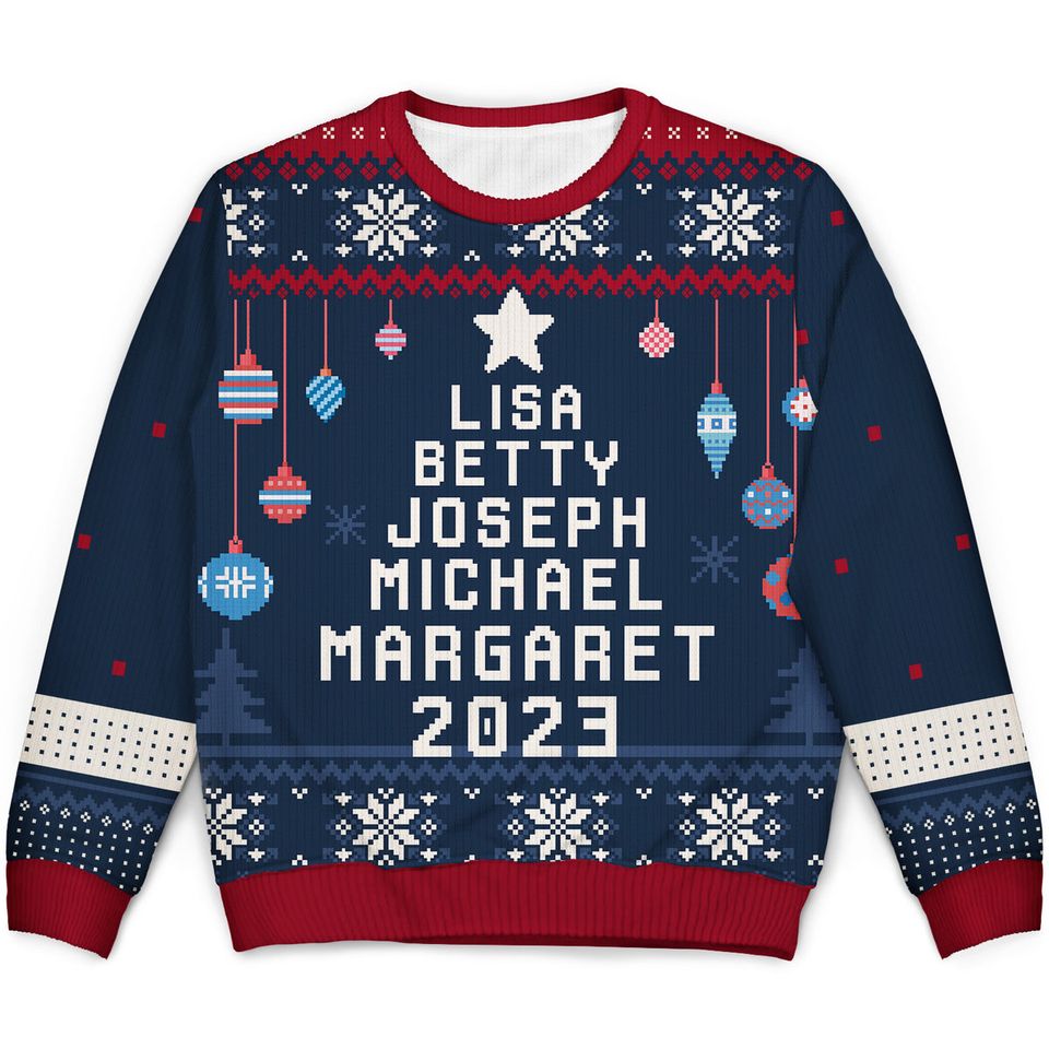 Family Christmas Tree 2023 Custom Xmas Gift For Family Personalized Unisex Ugly Sweatshirt