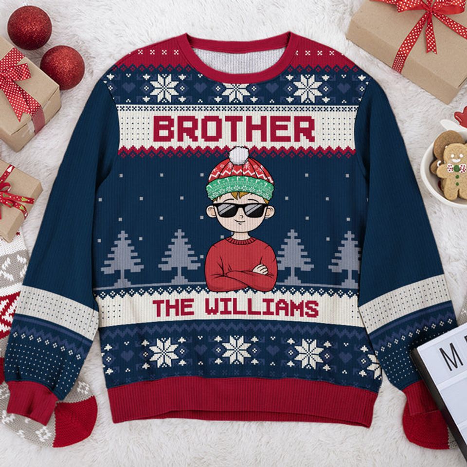 Family Is All About the Love - Personalized Ugly Christmas Sweatshirt for Family