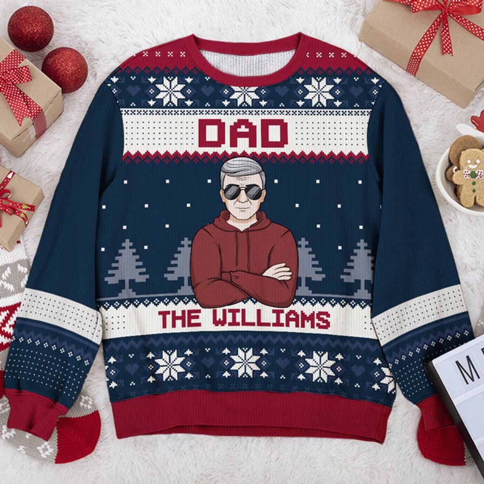 Family Is All About the Love - Personalized Ugly Christmas Sweatshirt for Parents