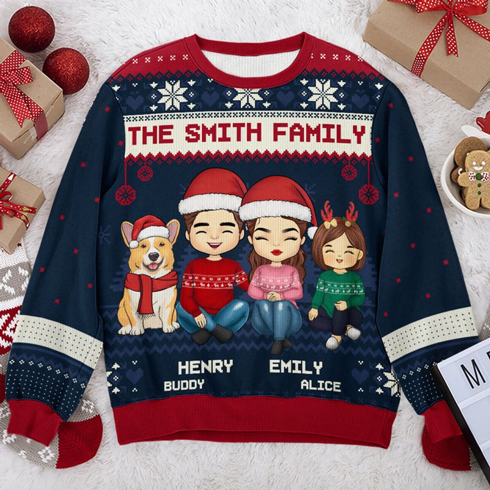 Family Knows How To Sparkle At Christmas Personalized Ugly Sweatshirt