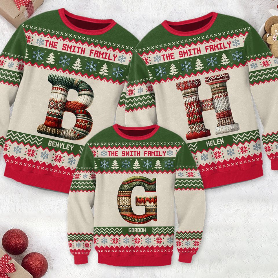 Family Letter - Personalized Family Ugly Sweater