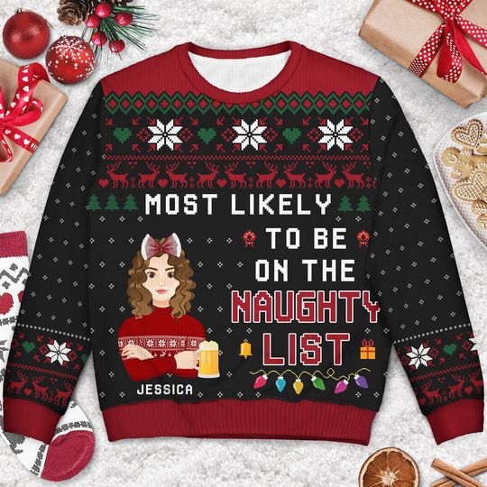 Family Matching Shirt Most Likely To - Funny Christmas Gift For Family - Personalized Unisex Ugly Sweater - Image 6