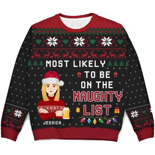 Family Matching Shirt Most Likely To - Funny Christmas Gift For Family - Personalized Unisex Ugly Sweater - Image 4