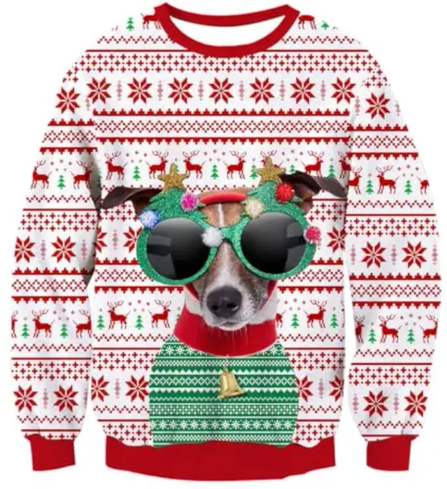 Fanient Men's Hair-chest T-shirt 3D Printed Fun Crew Collar Pattern Short Sleeve Hoodie Ugly Christmas Crewneck Sweatshirt Novel - Image 29