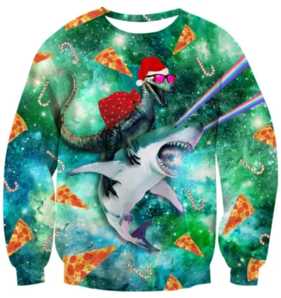 Fanient Men's Hair-chest T-shirt 3D Printed Fun Crew Collar Pattern Short Sleeve Hoodie Ugly Christmas Crewneck Sweatshirt Novel - Image 14