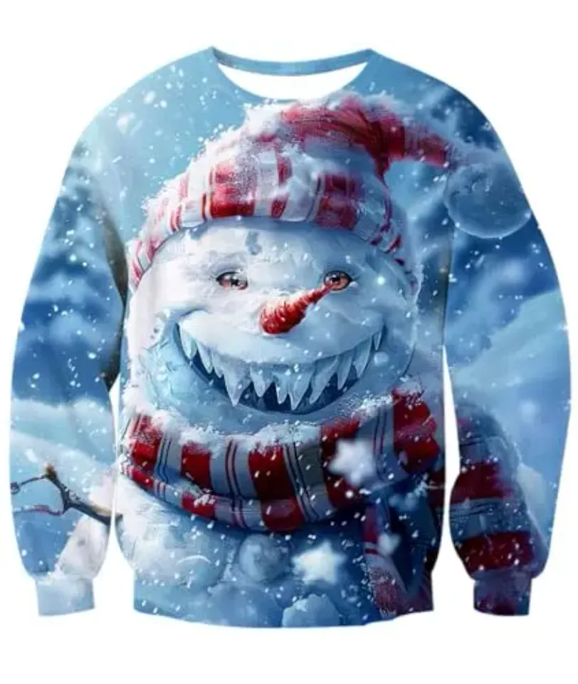 Fanient Men's Hair-chest T-shirt 3D Printed Fun Crew Collar Pattern Short Sleeve Hoodie Ugly Christmas Crewneck Sweatshirt Novel - Image 27