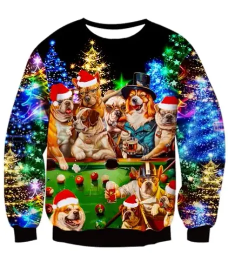 Fanient Men's Hair-chest T-shirt 3D Printed Fun Crew Collar Pattern Short Sleeve Hoodie Ugly Christmas Crewneck Sweatshirt Novel - Image 53