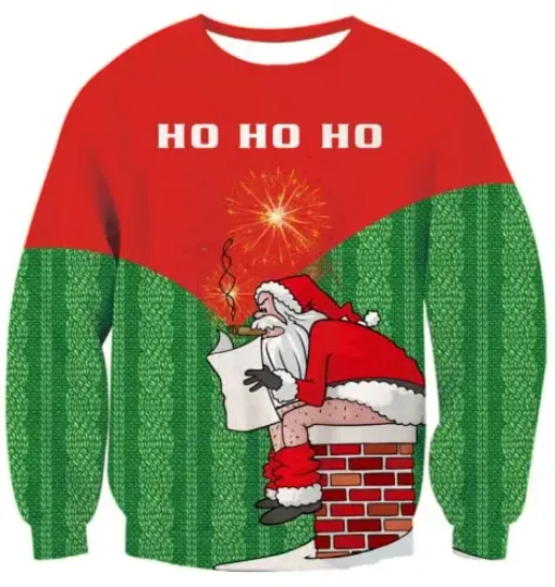 Fanient Men's Hair-chest T-shirt 3D Printed Fun Crew Collar Pattern Short Sleeve Hoodie Ugly Christmas Crewneck Sweatshirt Novel - Image 68