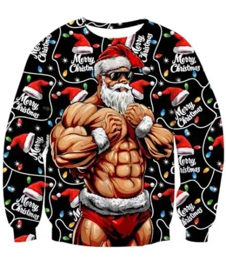 Fanient Men's Hair-chest T-shirt 3D Printed Fun Crew Collar Pattern Short Sleeve Hoodie Ugly Christmas Crewneck Sweatshirt Novel - Image 59