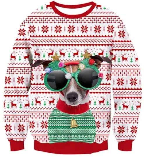 Fanient Men's Hair-chest T-shirt 3D Printed Fun Crew Collar Pattern Short Sleeve Hoodie Ugly Christmas Crewneck Sweatshirt Novel - Image 63