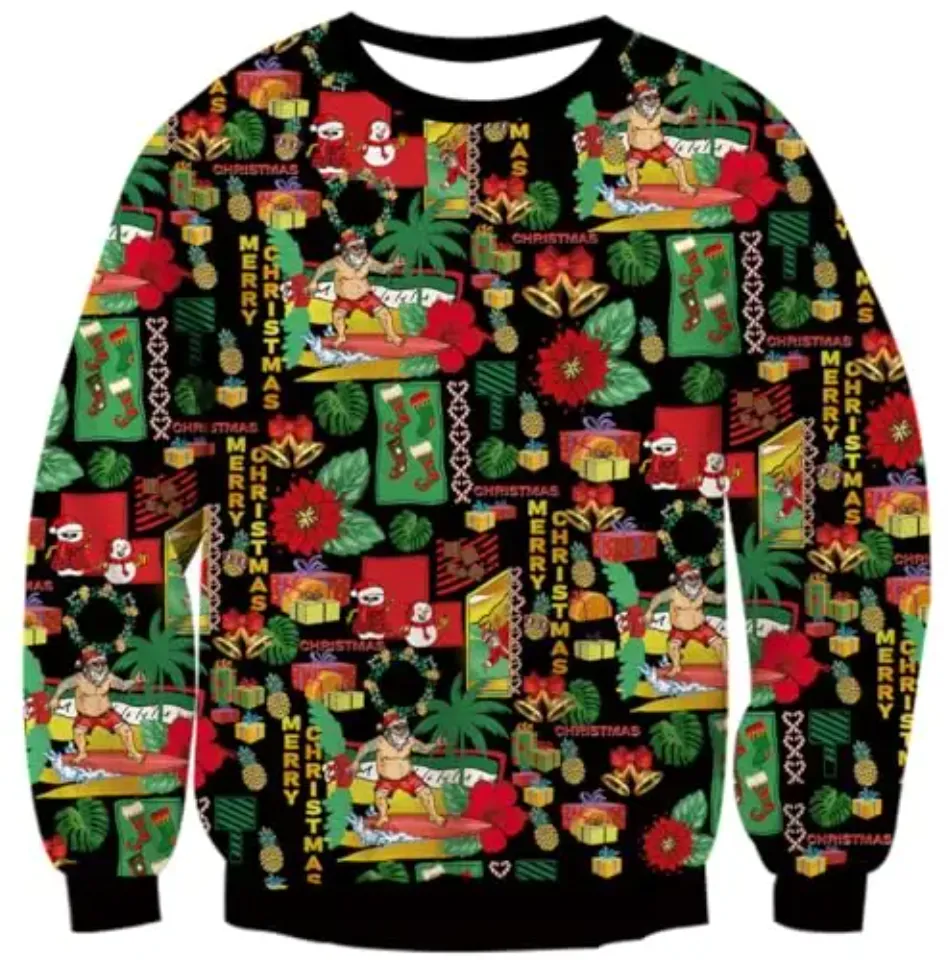 Fanient Men's Hair-chest T-shirt 3D Printed Fun Crew Collar Pattern Short Sleeve Hoodie Ugly Christmas Crewneck Sweatshirt Novel - Image 28