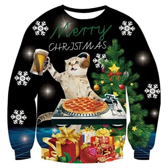 Fanient Men's Hair-chest T-shirt 3D Printed Fun Crew Collar Pattern Short Sleeve Hoodie Ugly Christmas Crewneck Sweatshirt Novel - Image 52