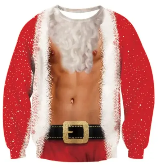 Fanient Men's Hair-chest T-shirt 3D Printed Fun Crew Collar Pattern Short Sleeve Hoodie Ugly Christmas Crewneck Sweatshirt Novel - Image 56