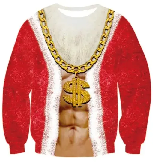 Fanient Men's Hair-chest T-shirt 3D Printed Fun Crew Collar Pattern Short Sleeve Hoodie Ugly Christmas Crewneck Sweatshirt Novel - Image 55