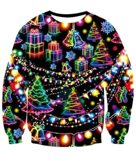 Fanient Men's Hair-chest T-shirt 3D Printed Fun Crew Collar Pattern Short Sleeve Hoodie Ugly Christmas Crewneck Sweatshirt Novel - Image 60