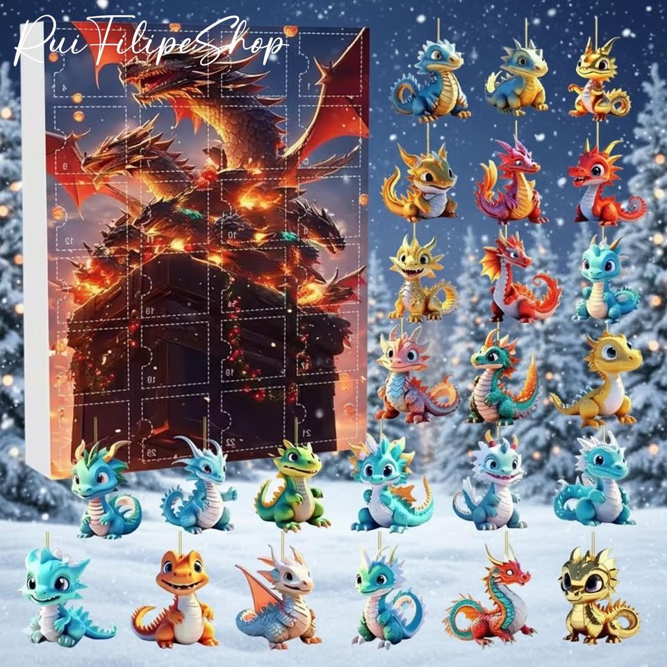 Fantasy Dragon Advent Calendar 2025, Dragon Christmas Countdown Box, Cute Christmas Gifts, Dragon Lover Gift, 2D Flat Advent Calendar
