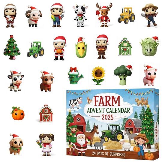 Farm Advent Calendar 2025, 24 Day Animal Farm Figurines : Vintage Christmas Countdown - Image 7