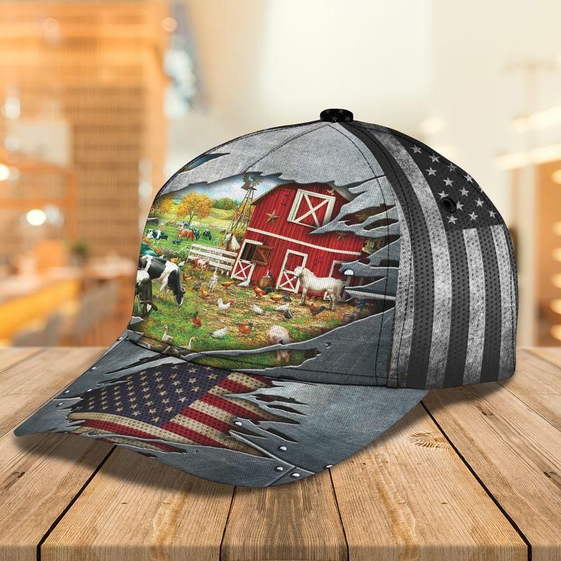 Farm And American Flag Classic Cap Baseball Cap Trucker Hats Custom Hats Gifts For Men & Women