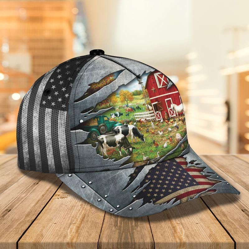 Farm And American Flag Classic Cap Baseball Cap Trucker Hats Custom Hats Gifts For Men & Women